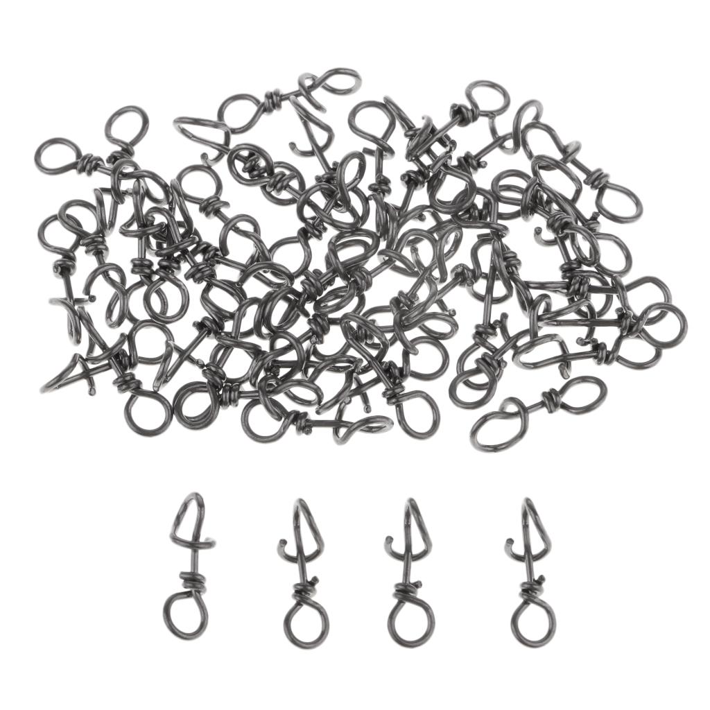50 Pieces Steel Quick Lock Fishing Snap Clip Swivel Connector 10mm
