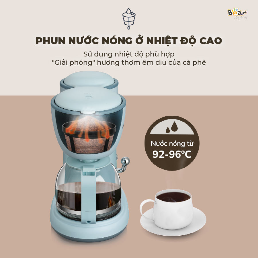 Máy Pha Cà Phê Mini Bear Nhỏ Gọn Tiện Dụng Pha Trà Pha Coffee Tự Động Giữ Ấm Loại Bỏ Cặn SB-CF06A HÀNG CHÍNH HÃNG