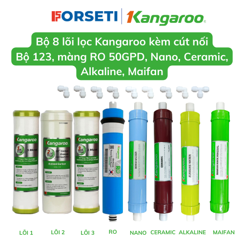Trọn Bộ 8 Lõi Lọc Nước Kangaroo Hàng Chính Hãng Dùng Cho Máy Lọc Nước Kangaroo Kg108H - Trọn Bộ Ro Kangcút