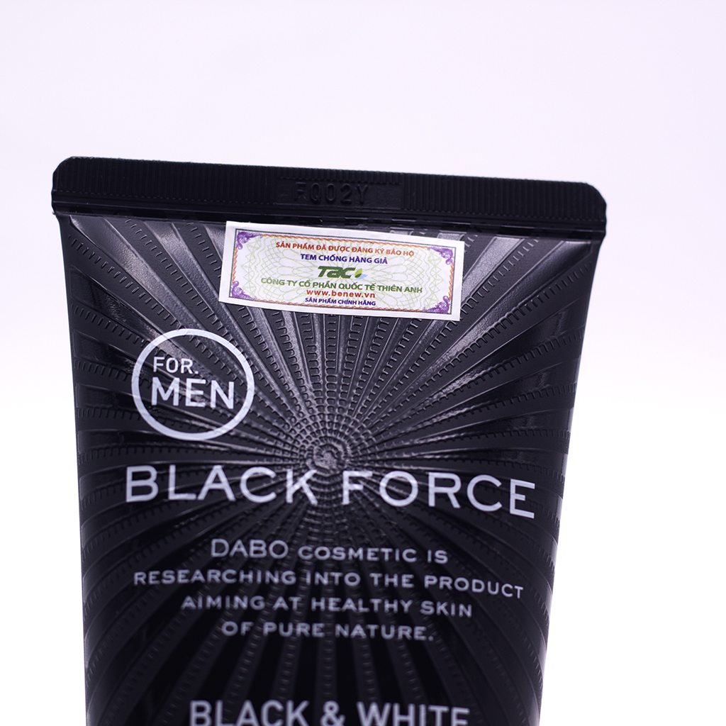 Como Sữa Rửa Nam Sạch Nhờn, Trắng Da Dabo Black Force (120ml) + Tặng Bông Bọt Biển Rửa Mặt Cao Cấp Hàn Quốc Mira Colous - Hàng chính hãng