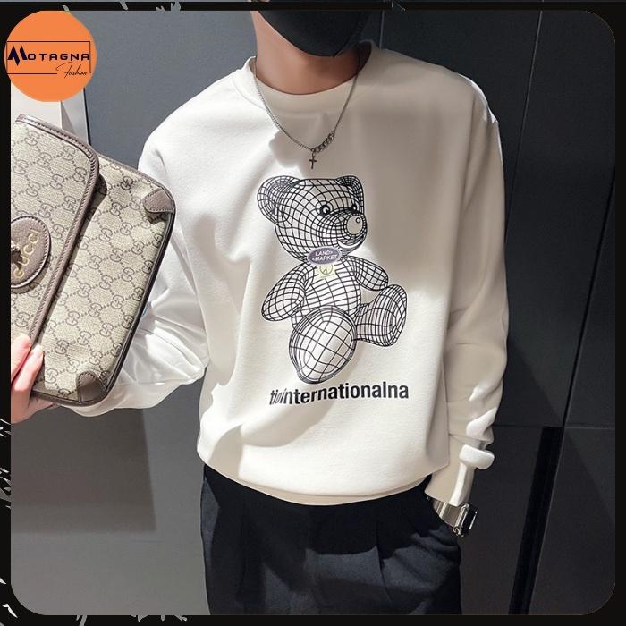 Áo thu đông chất đẹp, Áo sweater nam cổ tròn cao cấp streetwear in Gấu TIO mã NZ689