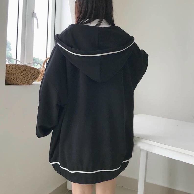 Áo Khoác Nữ Có Mũ Nón 2 Lớp Chạy Viền Sọc - Hoodie Thun Nỉ Tay Dài Unisex Hàn Quốc Đẹp - Chống Nắng Và Lạnh Tốt