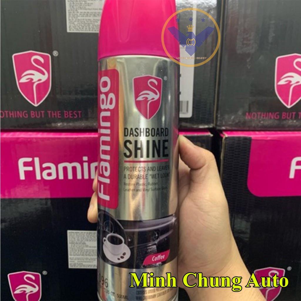 Bình xịt vệ sinh taplo, nhựa, da nội thất xe ô tô Flamingo hương cà phê 500ml