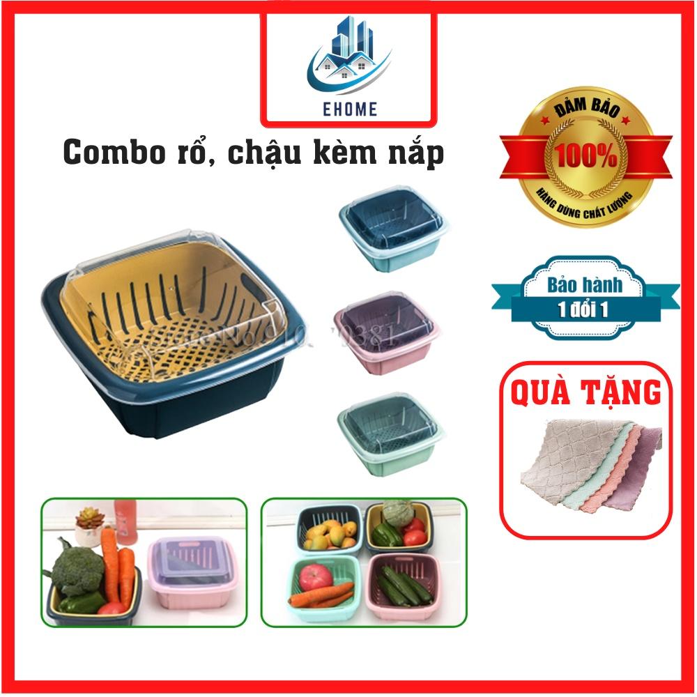 Hộp đựng thực phẩm có rổ và nắp chứa rau củ, hoa quả để ngăn mát tủ lạnh đa năng tiện ích