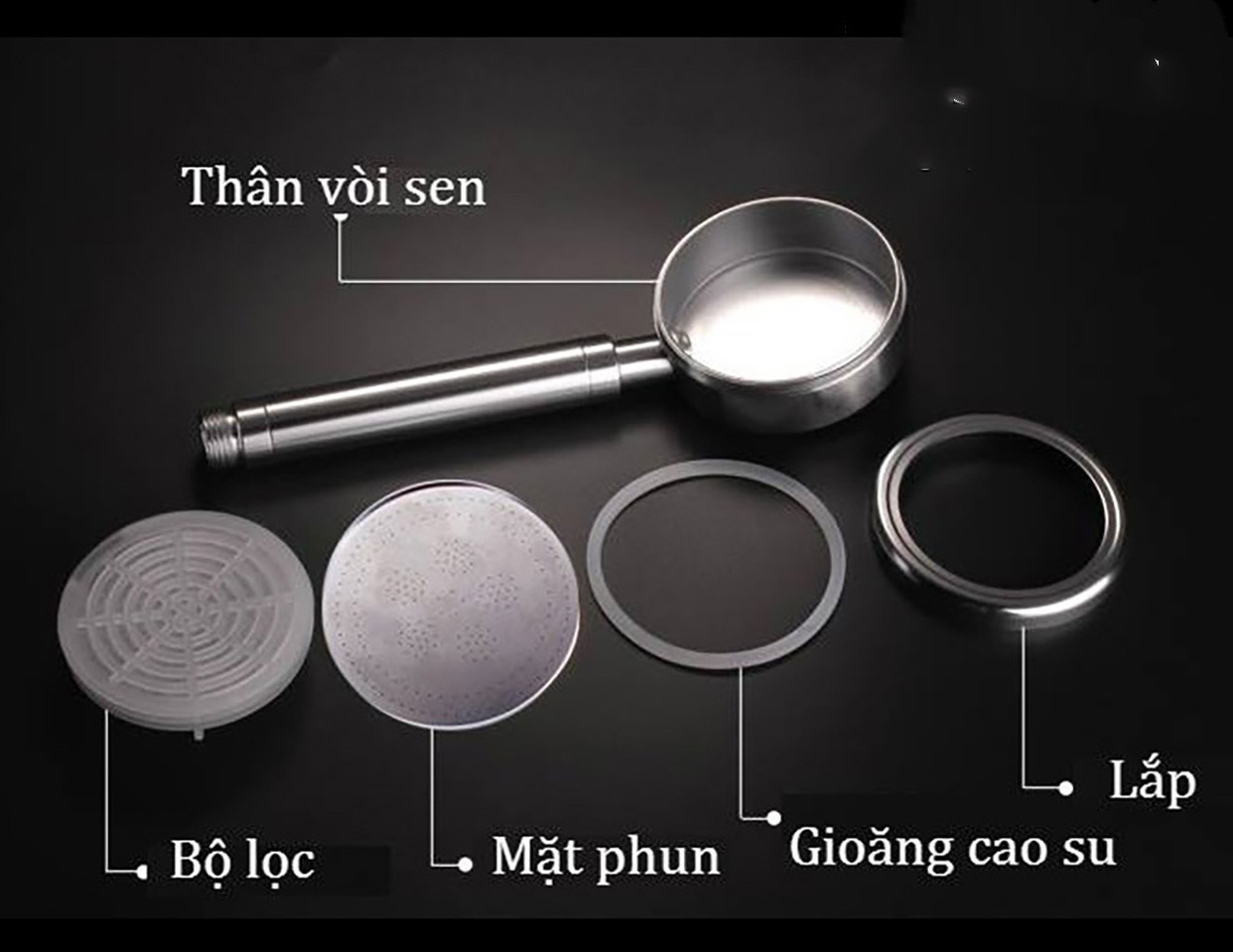 Vòi sen tăng áp chân không hợp kim nhôm