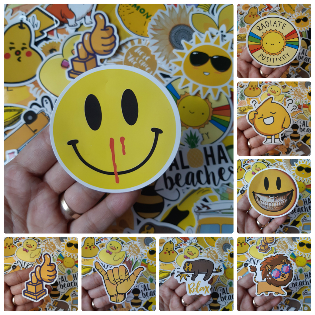 Bộ Sticker dán cao cấp chủ đề MÀU VÀNG - YELLOW - Dùng dán Xe, dán mũ bảo hiểm, dán Laptop...