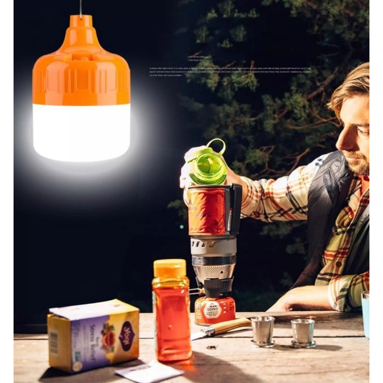Bóng đèn Led  , bóng đèn tích điện độ sáng cao tiết kiệm năng lượng  có móc treo , với 3 chế độ sáng tùy chỉnh , kèm dây sạc USB 5V phù hợp khi cúp điện , đi đã ngoại , câu cá , chợ đêm , buôn bán , vỉa hè ,sử dụng cả trời mưa , nắng tiện lợi 