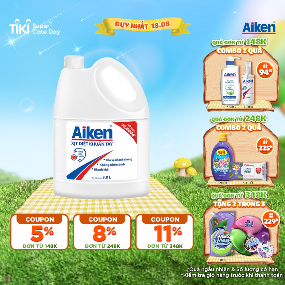 Nước Diệt Khuẩn Tay Aiken 3.8L