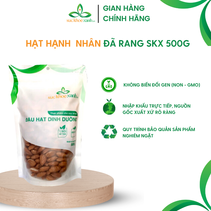 Hạt Hạnh Nhân Đã Rang Úc, Túi 500G Roasted Almonds
