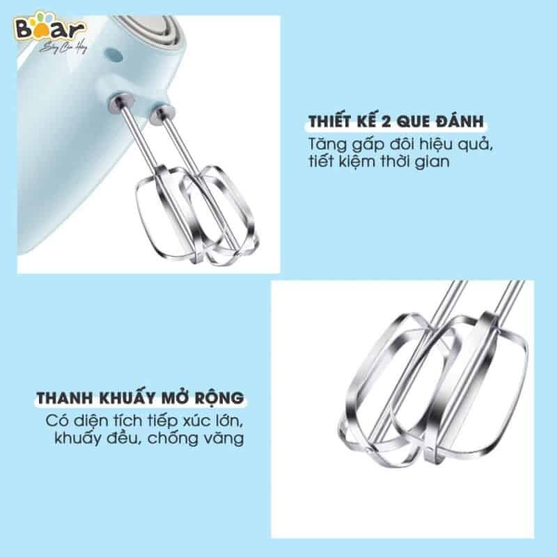 Máy Đánh Trứng, Đánh Kem Mini Cầm Tay Bear, 5 Tốc Độ