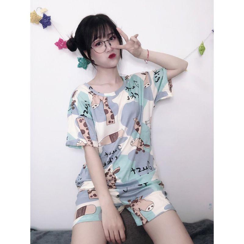 Bộ mặc nhà cộc tay họa tiết hoạt hình dễ thương