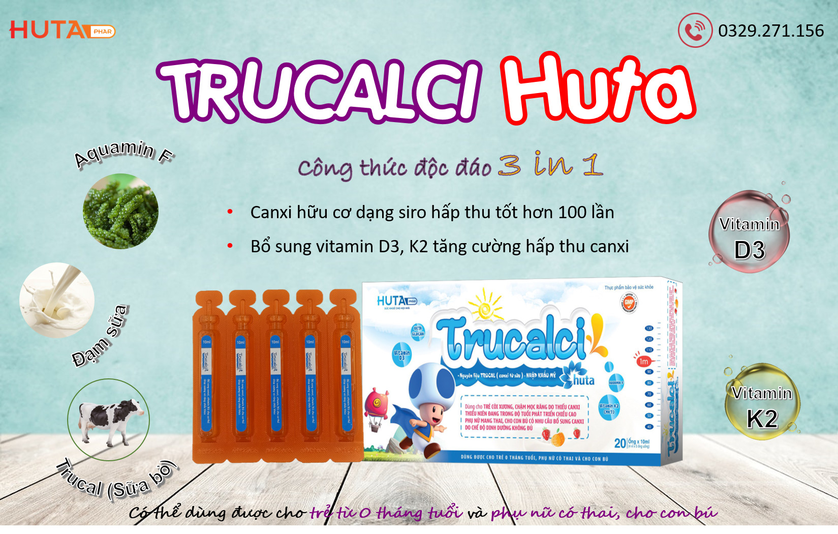 SIRO TRUCALCI - Bổ sung 2 loại CANXI từ TẢO ĐỎ & SỮA BÒ MỸ và VITAMIN D3 K2 