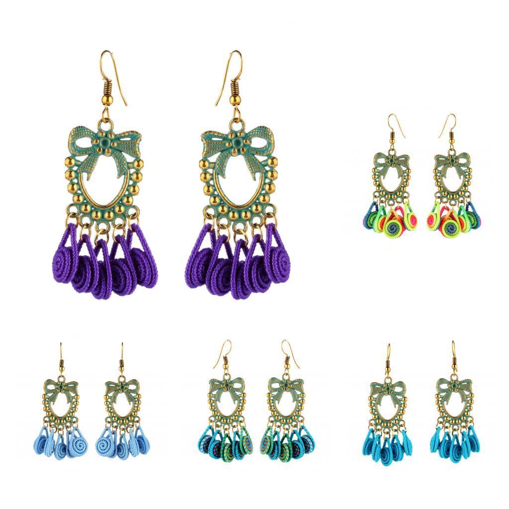 Women Vintage Bohemian Earrings Tassel Fringe Dangle Earrings