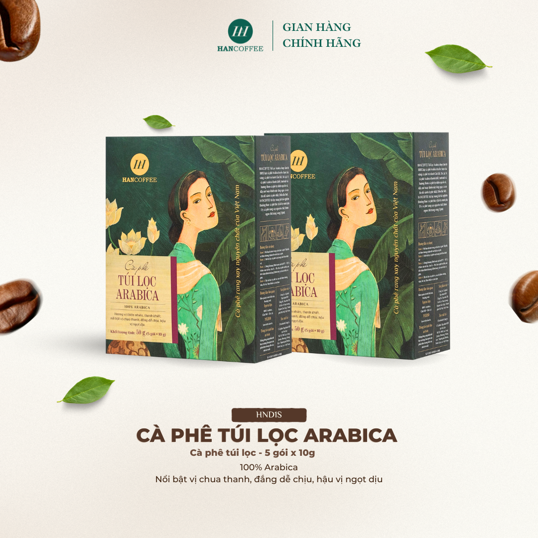 Cà Phê Túi Lọc Arabica HANCOFFEE Đắng Êm Chuyển Ngọt, Chua Nhẹ Hộp 5 Gói x 10G - HND1S