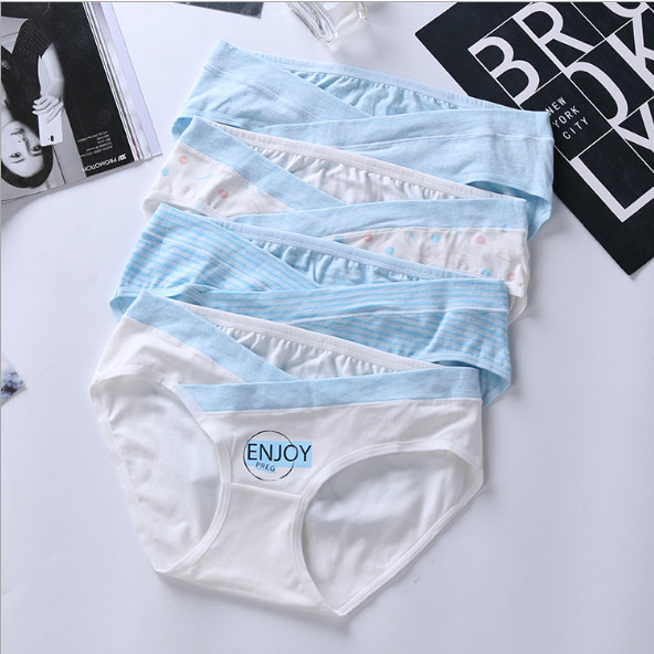 Sét 4 Quần Lótchíp Bầu Azuno Az1003 Cạp Chéo Cotton Họa Tiết Không Đường May - Xanh - M