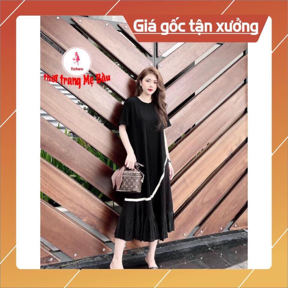 Váy bầu suông thời trang bigsize 48-75kg chất cotton mát mùa hè