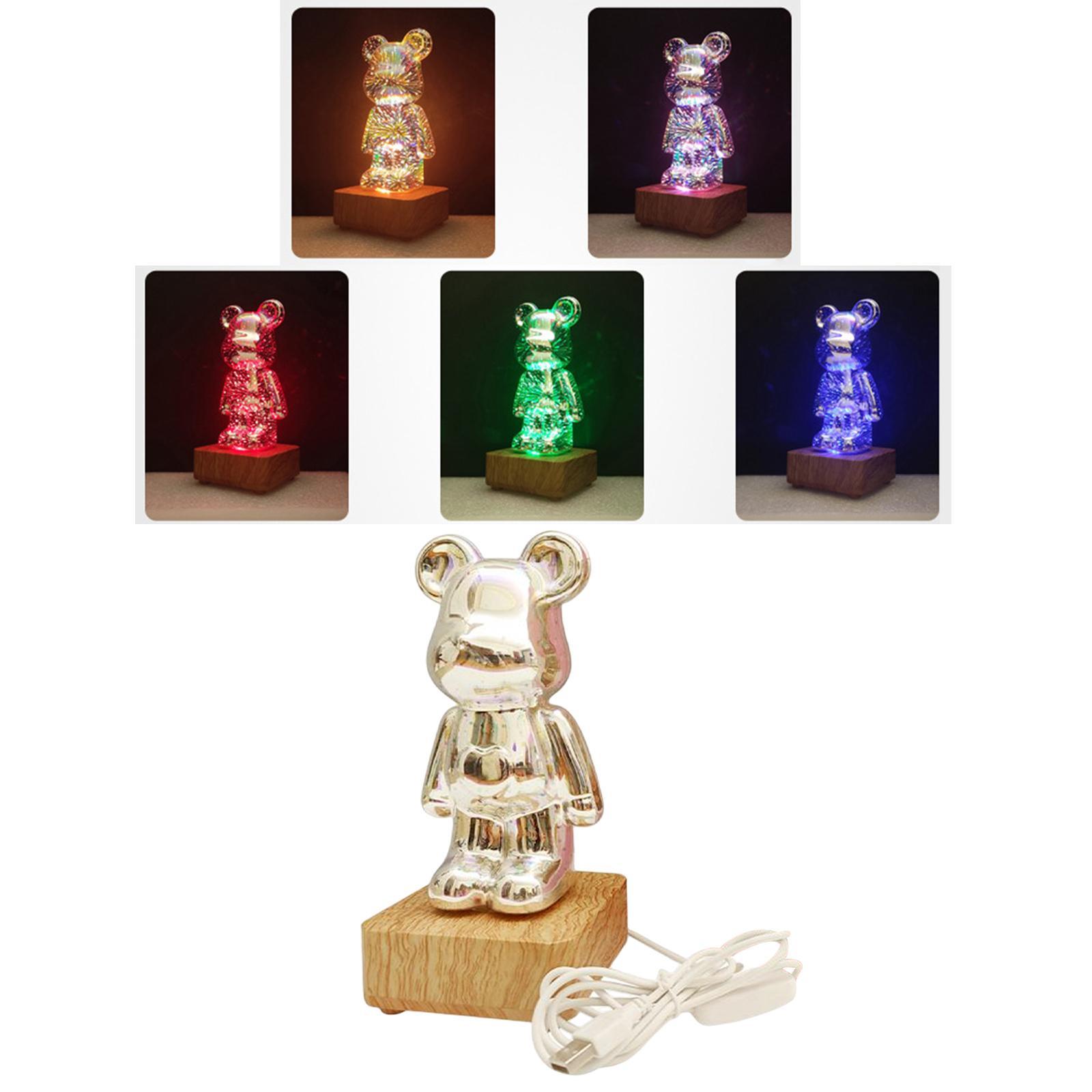 LED Night Light Lighting 3D Bear for Bathroom Kitchen Hallway