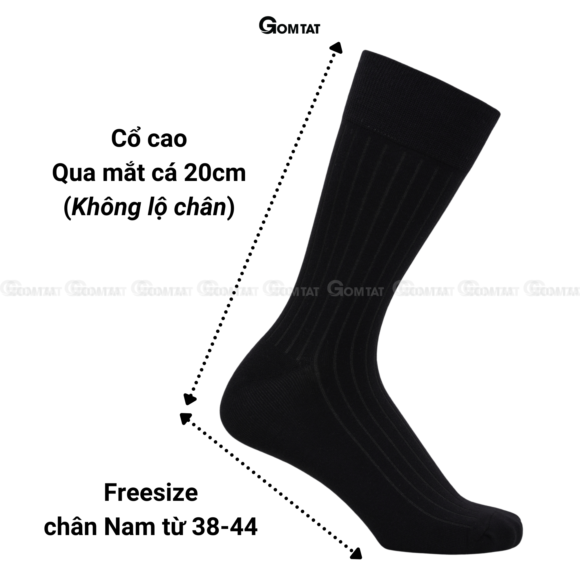 Tất đi giày tây chất liệu cotton cao cấp, vớ nam công sở họa tiết gân chìm lịch lãm - GOM-TAYGANCHIM-1DOI