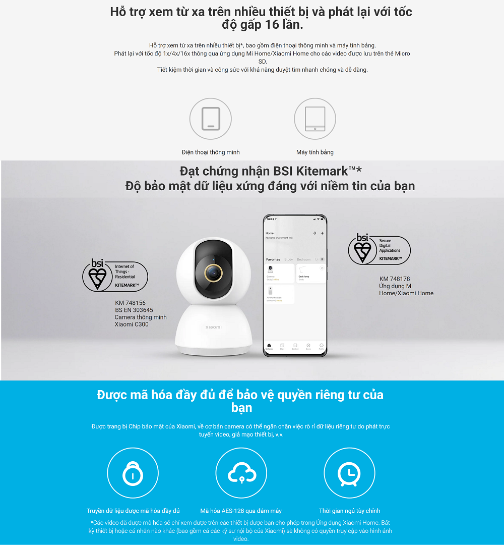 Camera quan sát Xiaomi Smart C300 2K(2304×1296p) 3MP, Khẩu độ F1.4, Ai phát hiện con người, Bản quốc tế - Hàng chính hãng