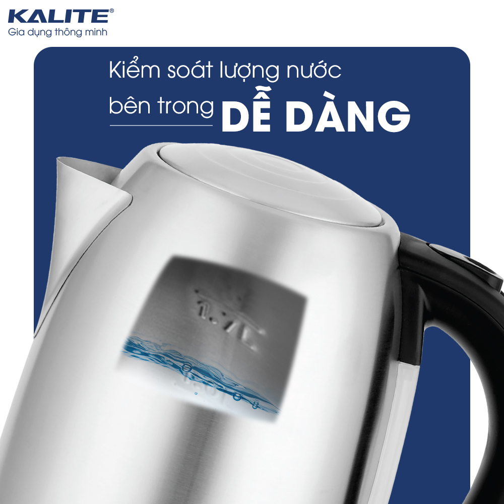 Ấm đun nước siêu tốc Kalite KL 301, dung tích 1.7L, công suất 1850W, 3 chế độ tự ngắt điện an toàn, hàng chính hãng