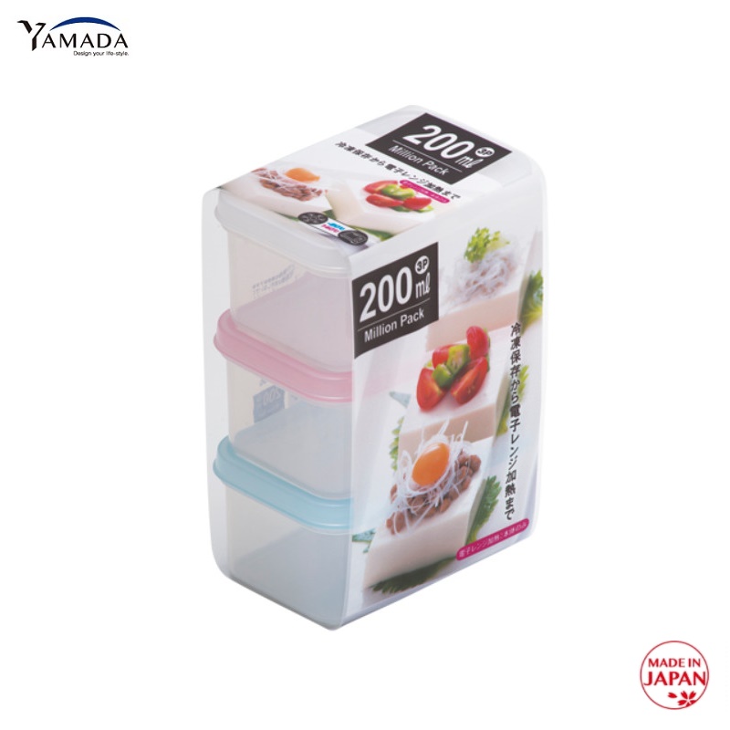 Bộ 03 hộp thực phẩm đựng đồ ăn dặm cho trẻ Million Pack (320ml x3/ 200ml x3) hàng chuẩn Made in Japan