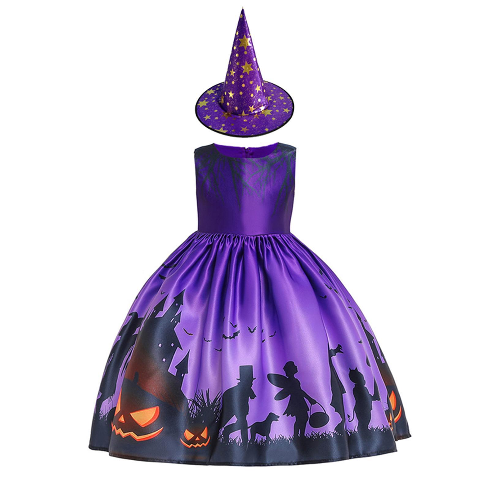 Girl Halloween Costume Dress Fancy Dress up Witch Dress for Girls Outfit