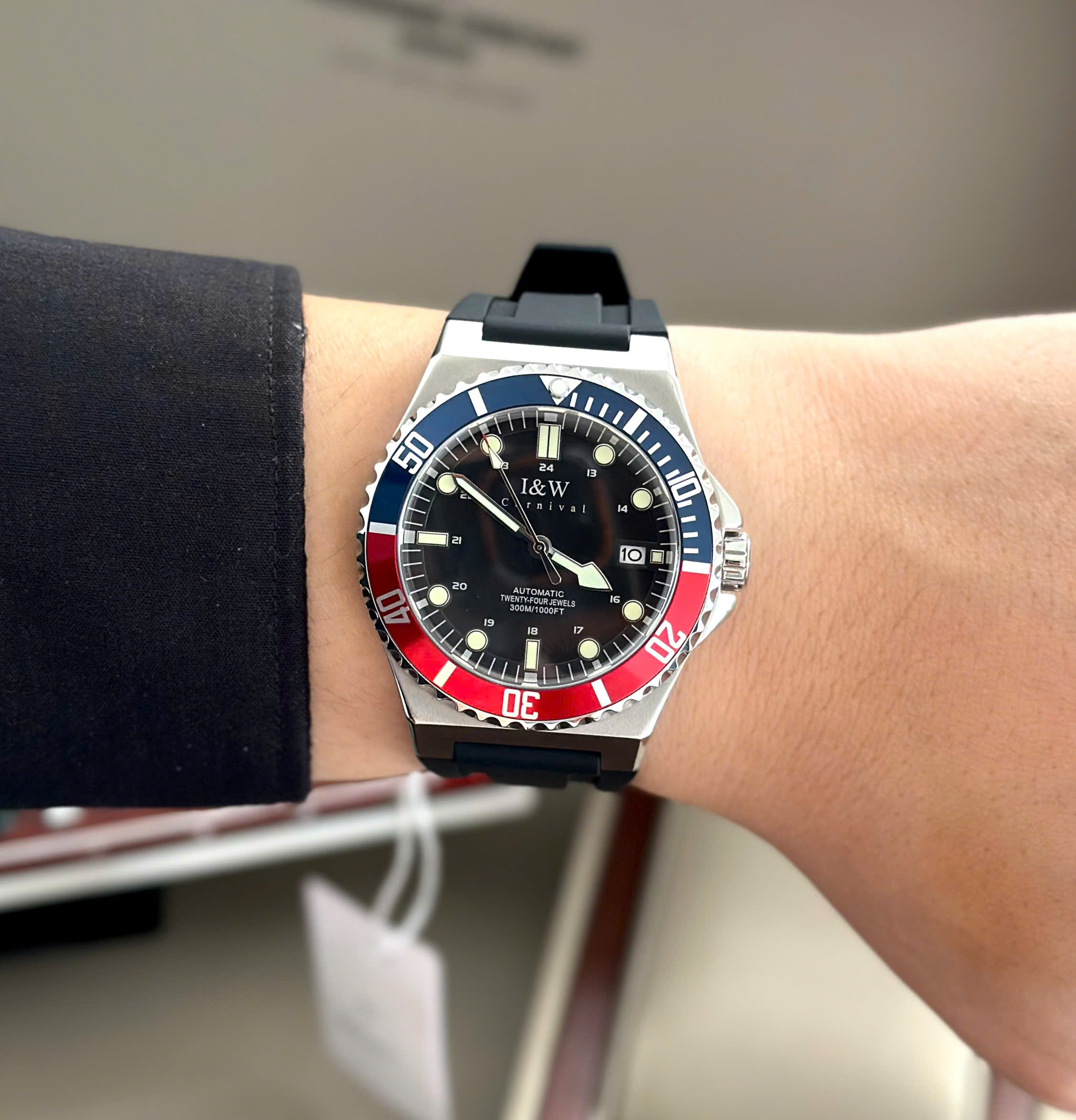 Đồng hồ nam chính hãng I&amp;W Carnival 726G-D4 Hàng mới fullbox ,Kính chống xước,Chống nước 100m,BH 24 tháng,Máy Cơ Automatic,dây cao su chống nước tuyệt đối