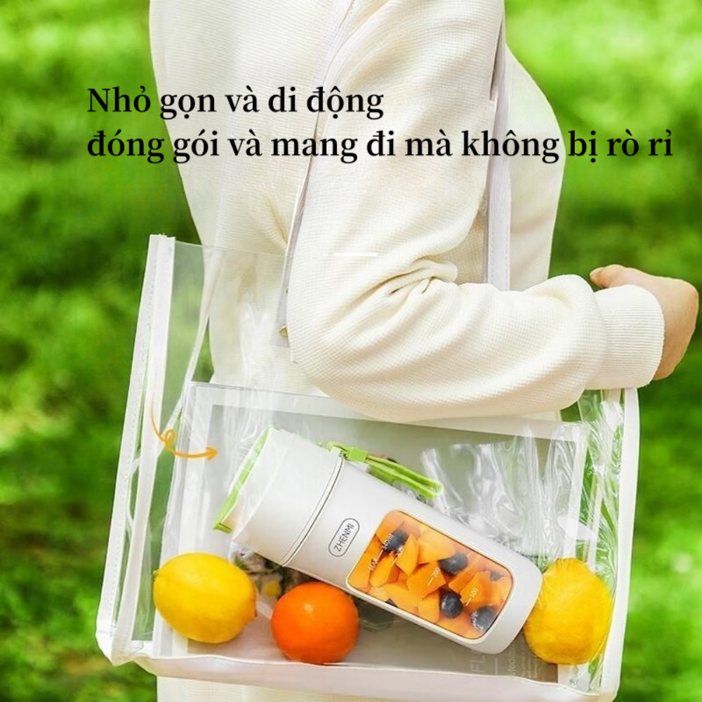 Zhenmi Không Dây Điện Máy Ép Trái Cây Mini Xách Tay Nước Trái Cây Máy Xay Sinh Tố 340Ml Cho Nhà Bếp Cắm Trại Sinh Tố Máy Trộn Thiết Bị Nhà-Hàng chính hãng