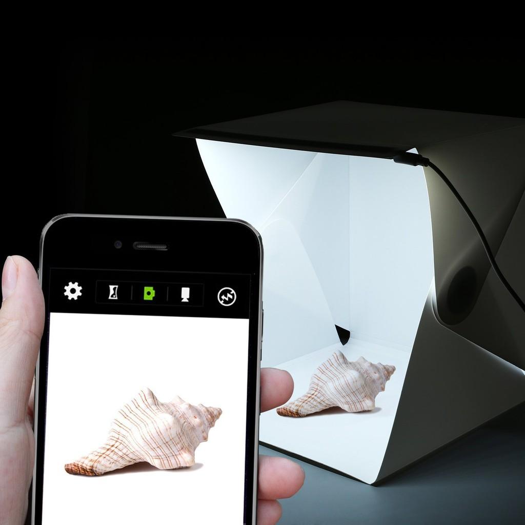 Hộp chụp ảnh sản phẩm Mini 22x24x24cm tích hợp đèn LED