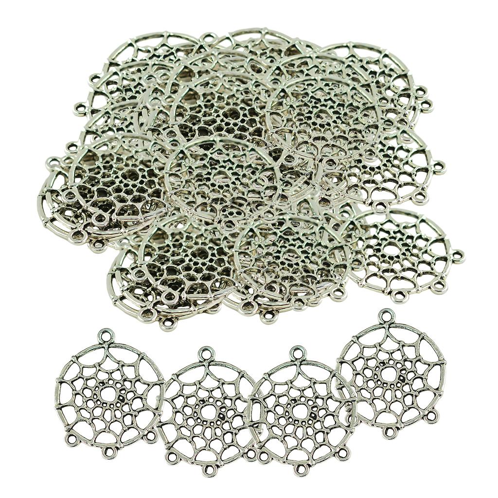 50 Piece Vintage Style Indians Dream Catcher Earring Necklace DIY Making Pendant Connector Sewing Crafts Embellishments 34x28mm