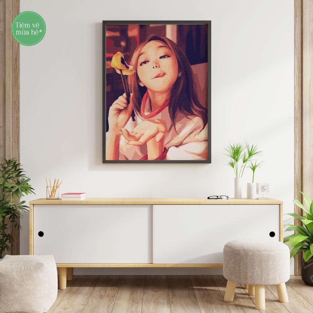 Tranh tô màu theo số - Thưởng thức đã căng khung 40x50cm