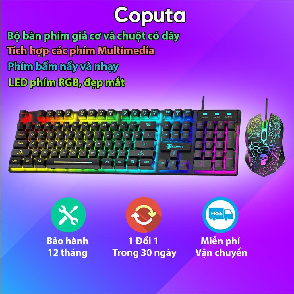 Bộ chuột bàn phím máy tính Coputa chuột bàn phím giả cơ Gaming có dây Full LED RGB T6