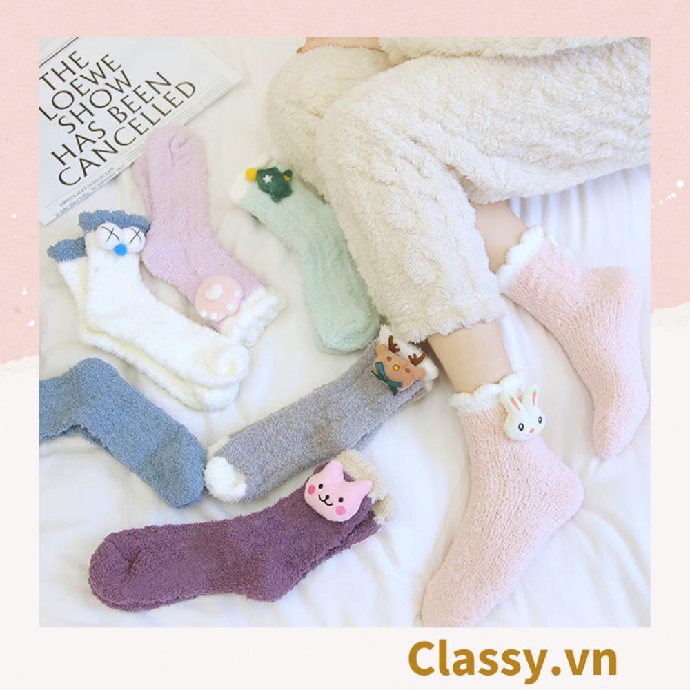 Classy Tất bông cổ cao, vớ bông cổ cao siêu giữ ấm, họa tiết ngộ nghĩnh G1428