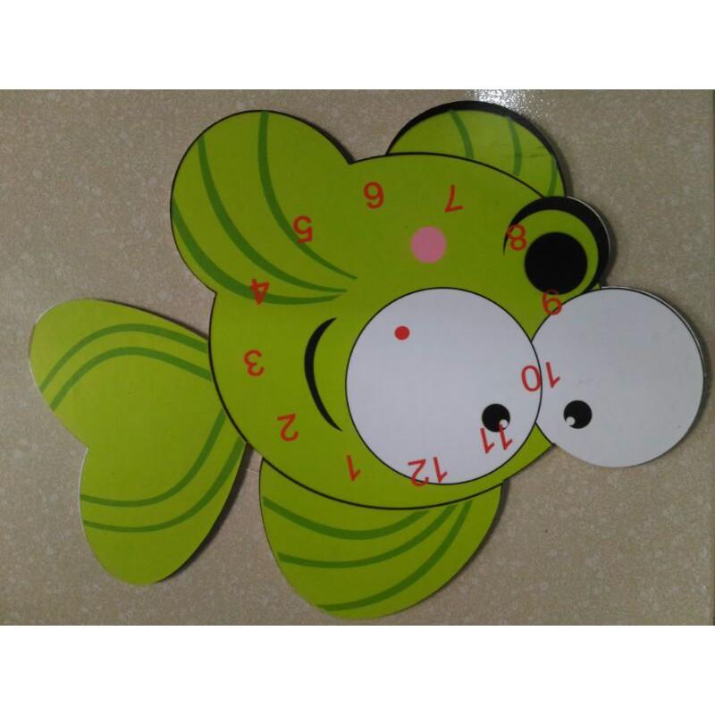 Đồng hồ treo tường con cá màu xanh