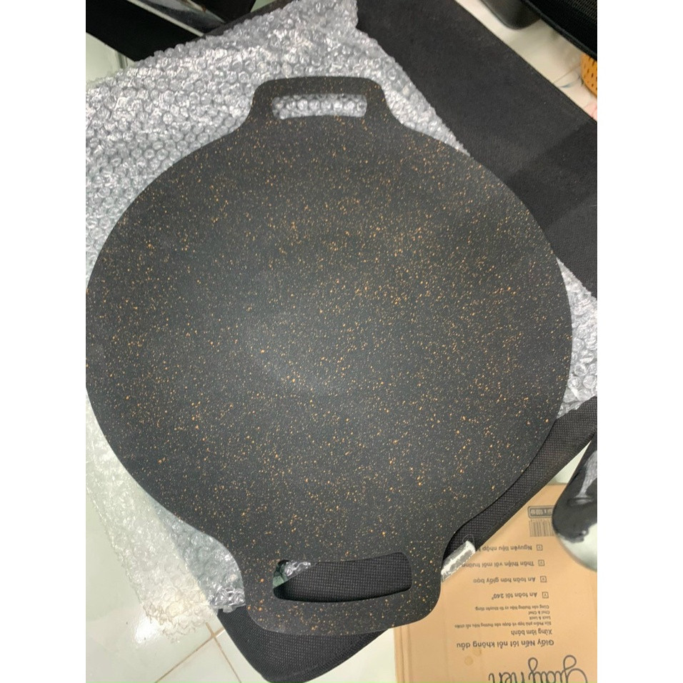 ECORAMIC-Chảo NƯỚNG CHỐNG DÍNH  VÂN ĐÁ HÌNH XOẮN ỐC ,GANG ĐÚC NGUYÊN KHỐI 33cm - Phong cách Hàn Quốc, an toàn