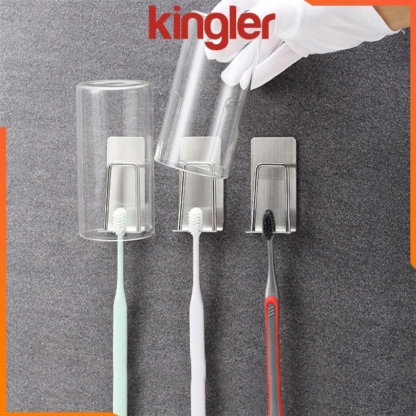 Kệ Dán Tường Inox Để Bàn Chải Đánh Răng Chắc Chắn Hiện Đại, Không Khoan Đục, Sử Dụng Miếng Dán 3M, Sang Trọng. Kingler 4011
