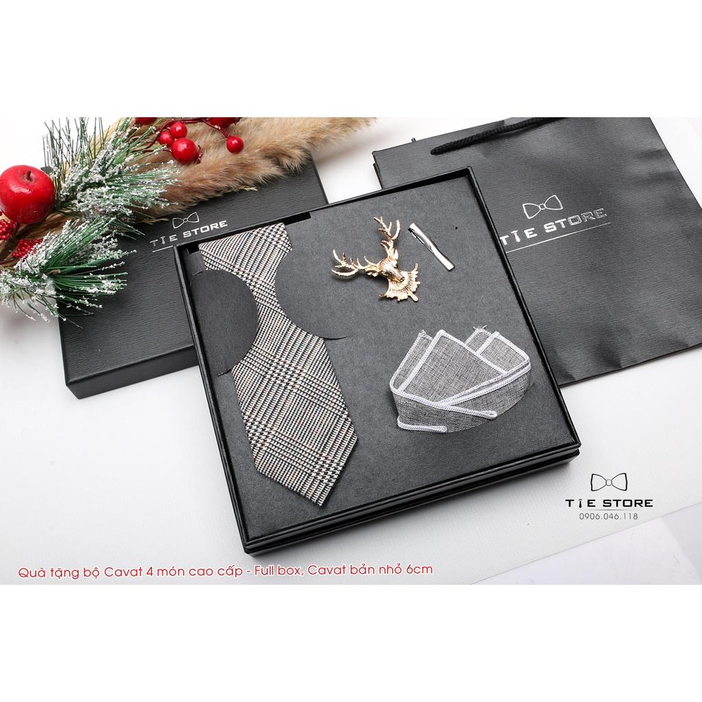 Cavat Bộ Cao Cấp Hàn Quốc 4 món Phụ Kiện - Full box kèm túi xách, màu xám kẻ