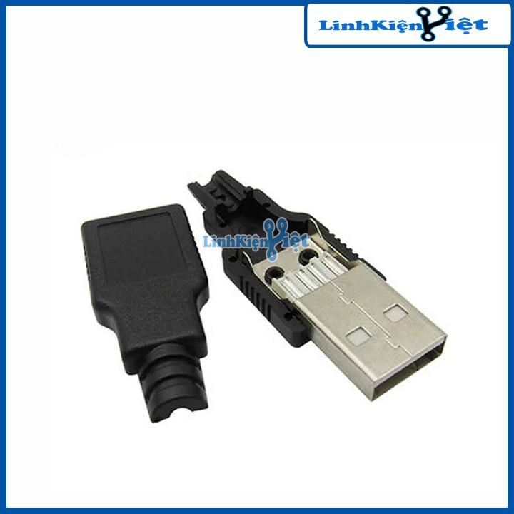 Đầu Jack Cổng USB A Đực 4P + Vỏ