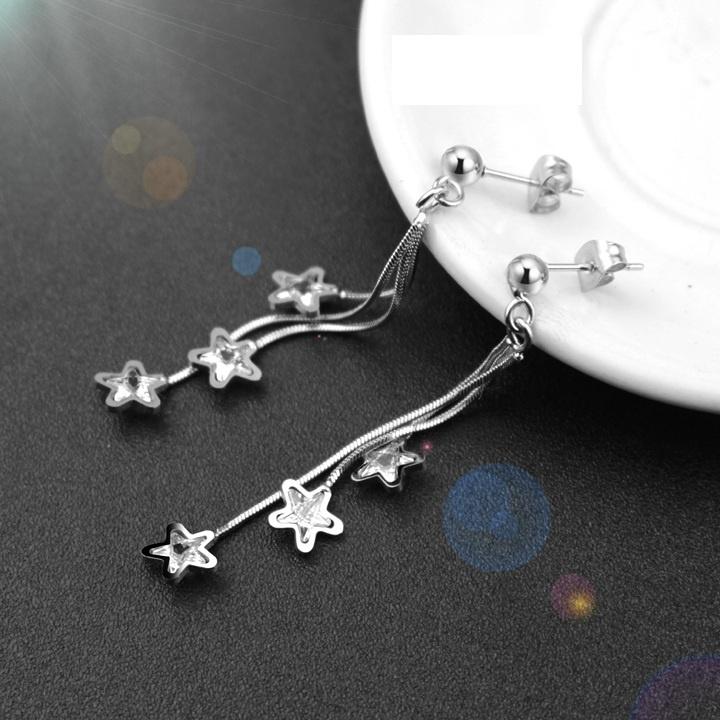 BÔNG TAI NỮ INOX THỜI TRANG NGÔI SAO TÒN TENG THÉP KHÔNG GỈ
