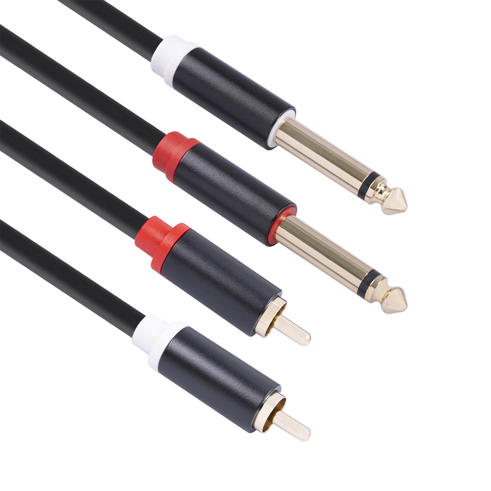Dual 6.35mm to Dual RCA Cable 4.9ft Male to Male Audio Converter Cable Stereo AUX Cord for TV
