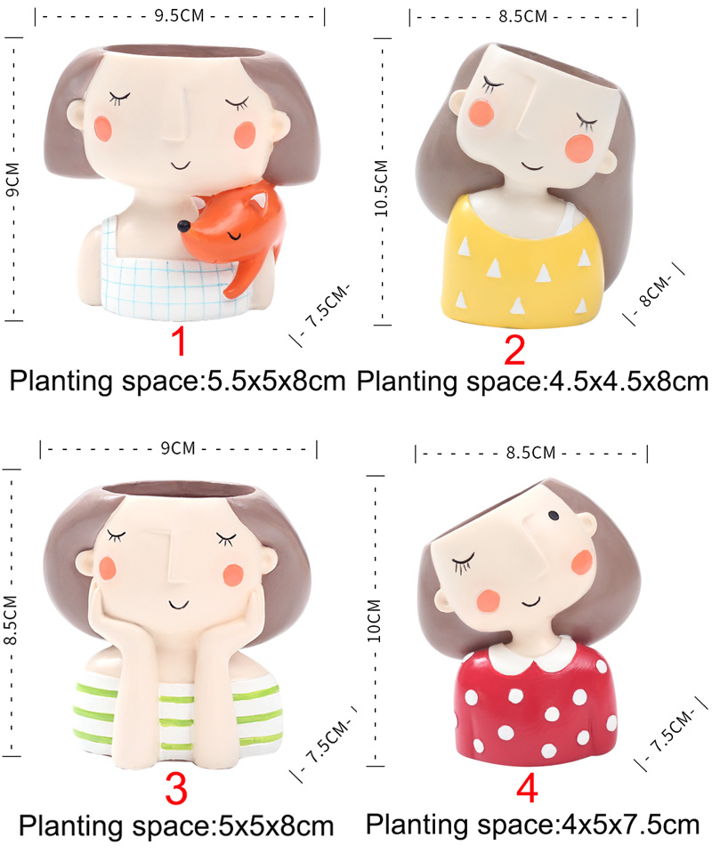 Chậu Trồng Cây Sen Đá Xương Rồng Để Bàn Làm Việc Trang Trí Văn Phòng Mô Hình Bé Gái Dễ Thương Mặc Áo Vàng Chấm Bi