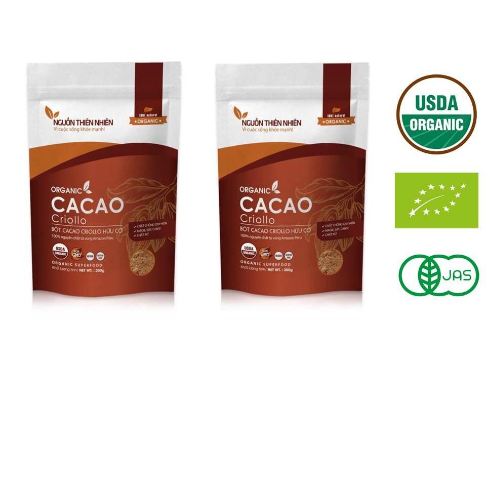 02 GÓI CACAO CRIOLLO HỮU CƠ NGUYÊN CHẤT NGUỒN THIÊN NHIÊN