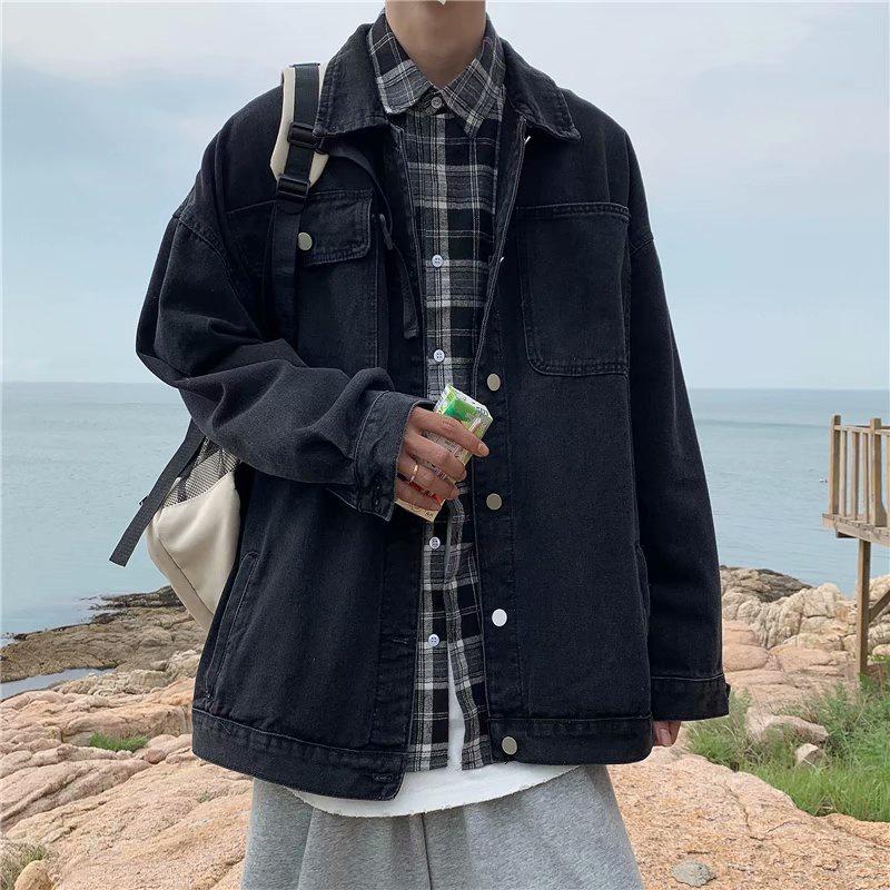 Hong Kong style retro light color denim jacket boys' spring and autumn Korean version trend loose and versatile casual fashion brand work jacket men's and women's lovers' casual versatile jacket