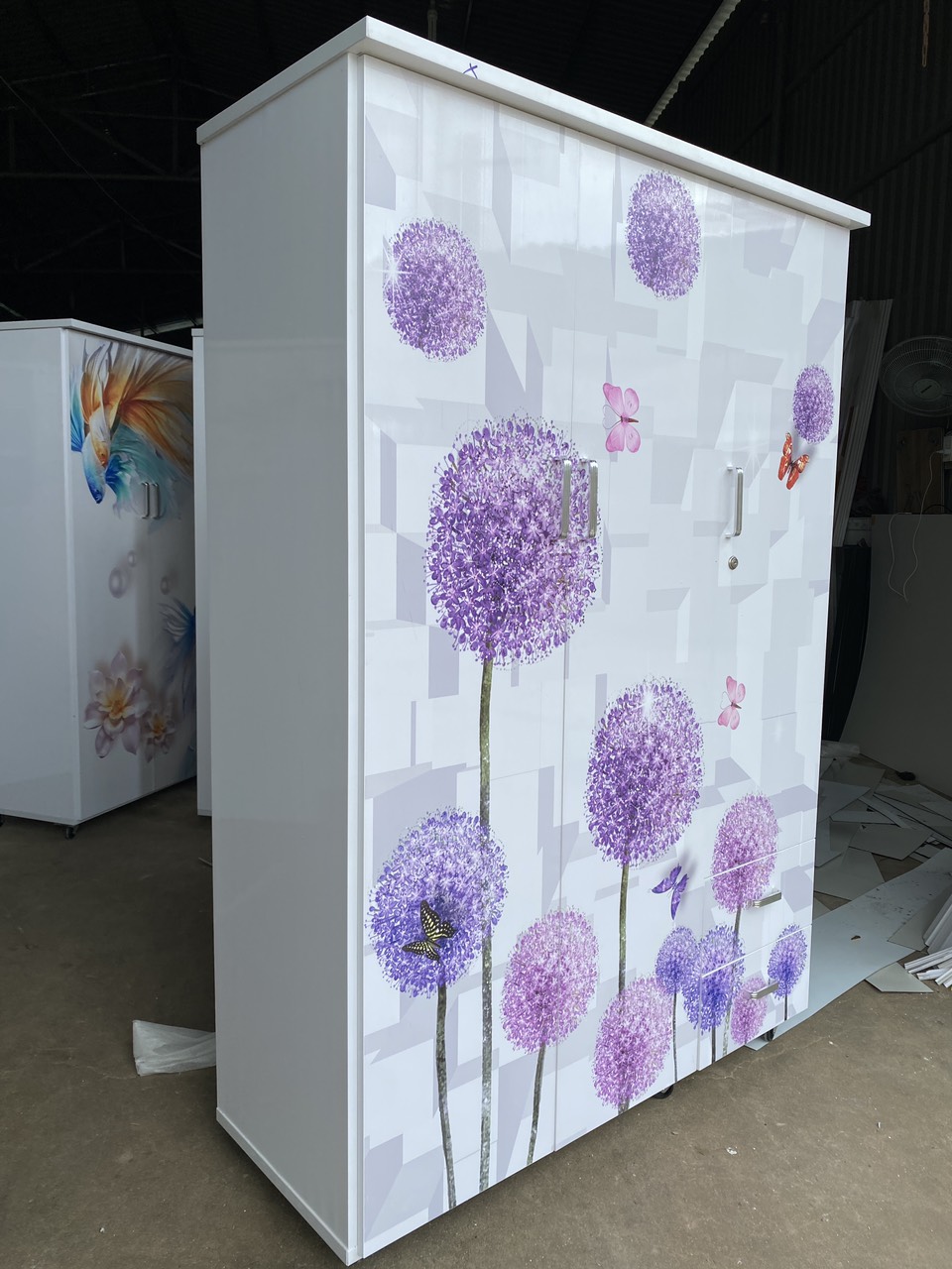 Tủ nhựa đài loan 3 cánh 2 học cao 1m8 hình 3D hoa Bồ Công Anh