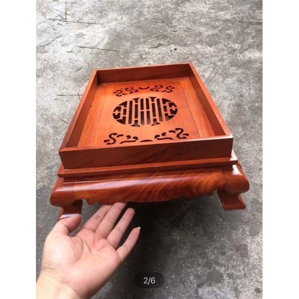 Khay trà trơn chân cuốn gỗ hương cao cấp