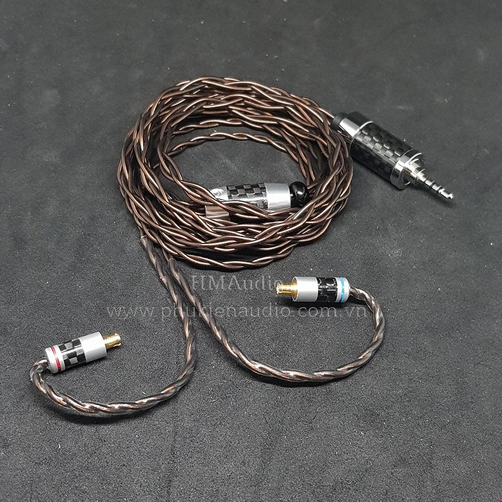 Dây tai nghe đồng 7N OCC Litz 24AWG đường kính dây đơn 1.2mm tết 4 sợi màu Coffee - Connetor IM01/02/03 IM50/70 A2DC IE80/80s IE40Pro IE100/500 IE300/900 2Pin MMCX