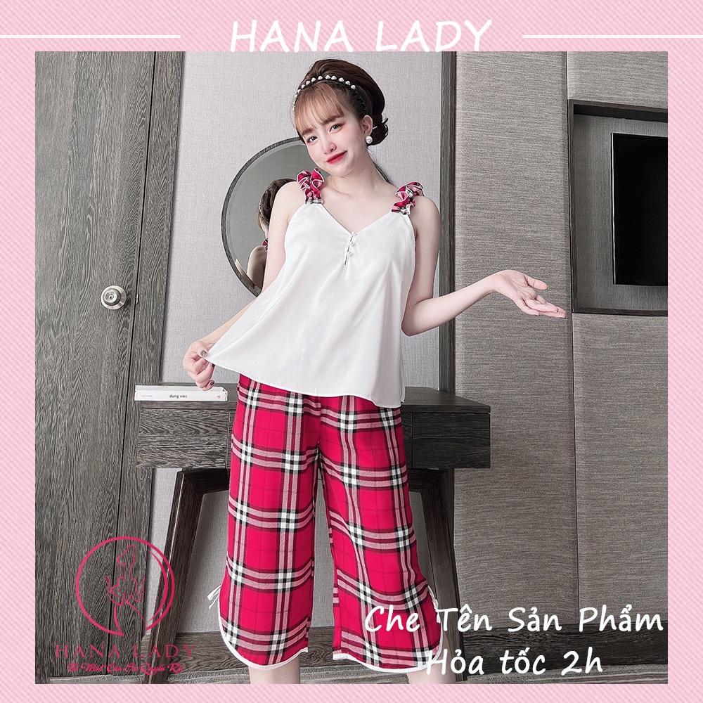 Bộ ngủ hai dây nữ - Pijama lụa mặc nhà họa tiết đáng yêu VN479