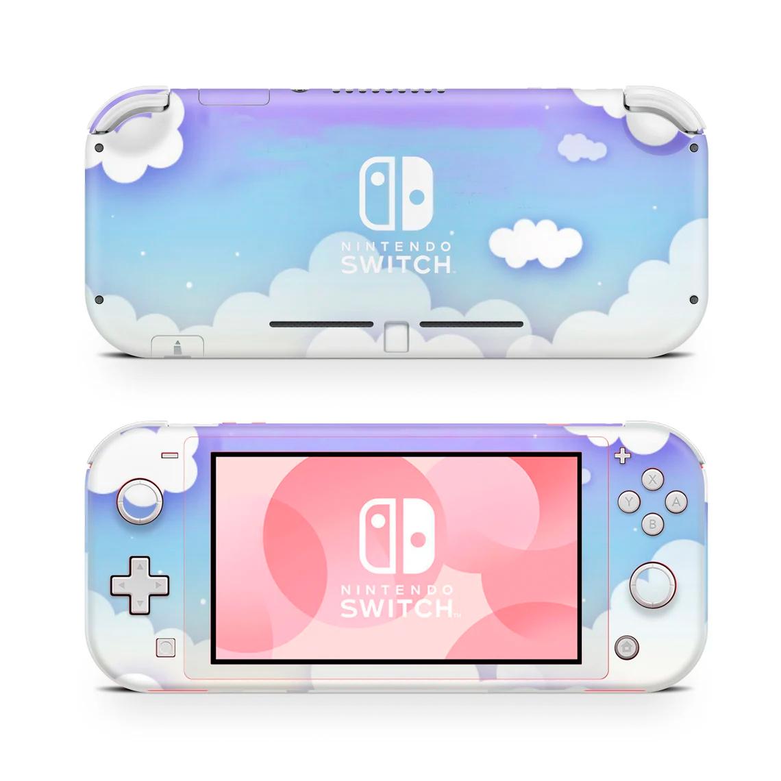 Skin decal dán Nintendo Switch Lite mẫu mây trắng trên bầu trời tím (dễ dán, đã cắt sẵn)