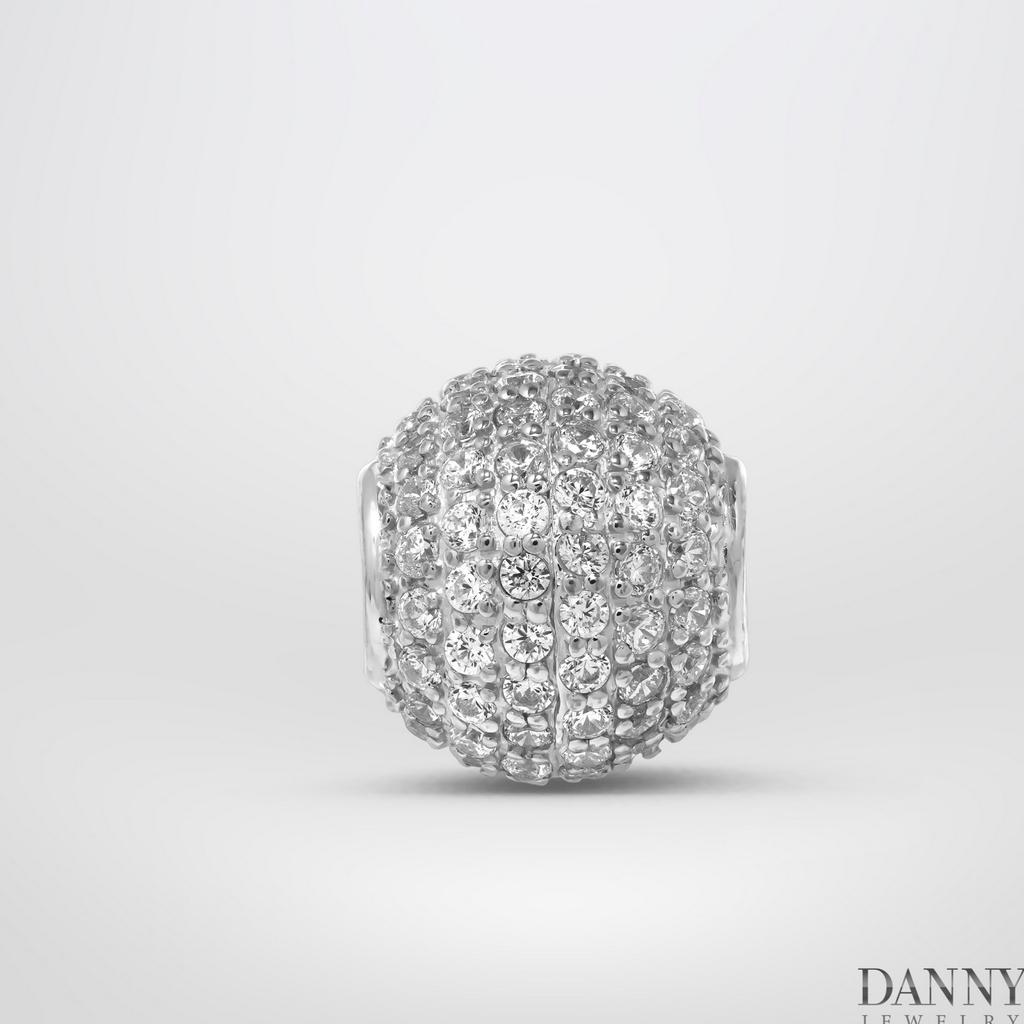 Charm Danny Jewelry Bạc 925 Xi Rhodium/Vàng hồng Đính Đá CZ Hình Cầu PK025S