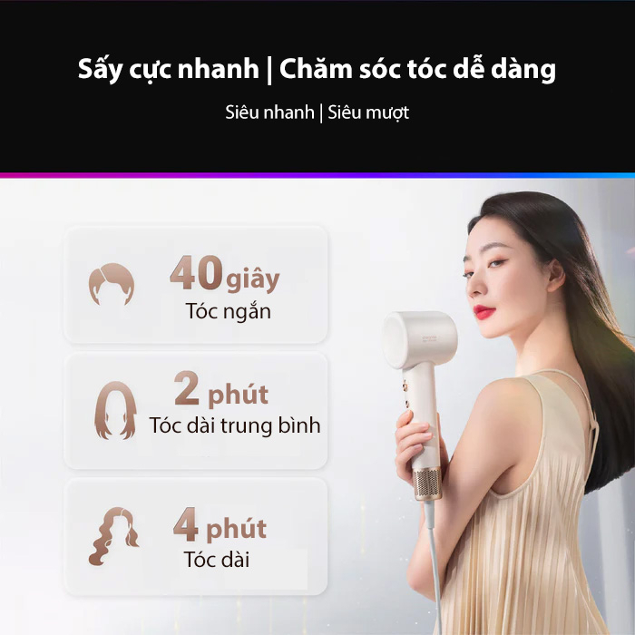 Máy sấy tóc Dreame Hair Gleam AHD12A - 4 chế độ nhiệt, 2 tốc độ gió - BH 24 tháng, Hàng chính hãng